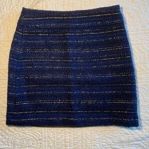 LOFT Navy and Gold Tweed Mini Skirt